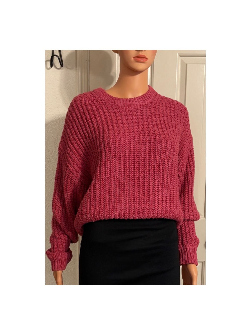 BDG Raspberry Crewneck Knit Sweater
